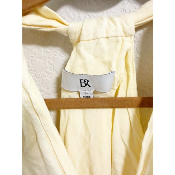 Banana Republic Linen Midi Dress Trapeze V Neck Sleeveless Butter Yellow Small - Picture 7 of 8